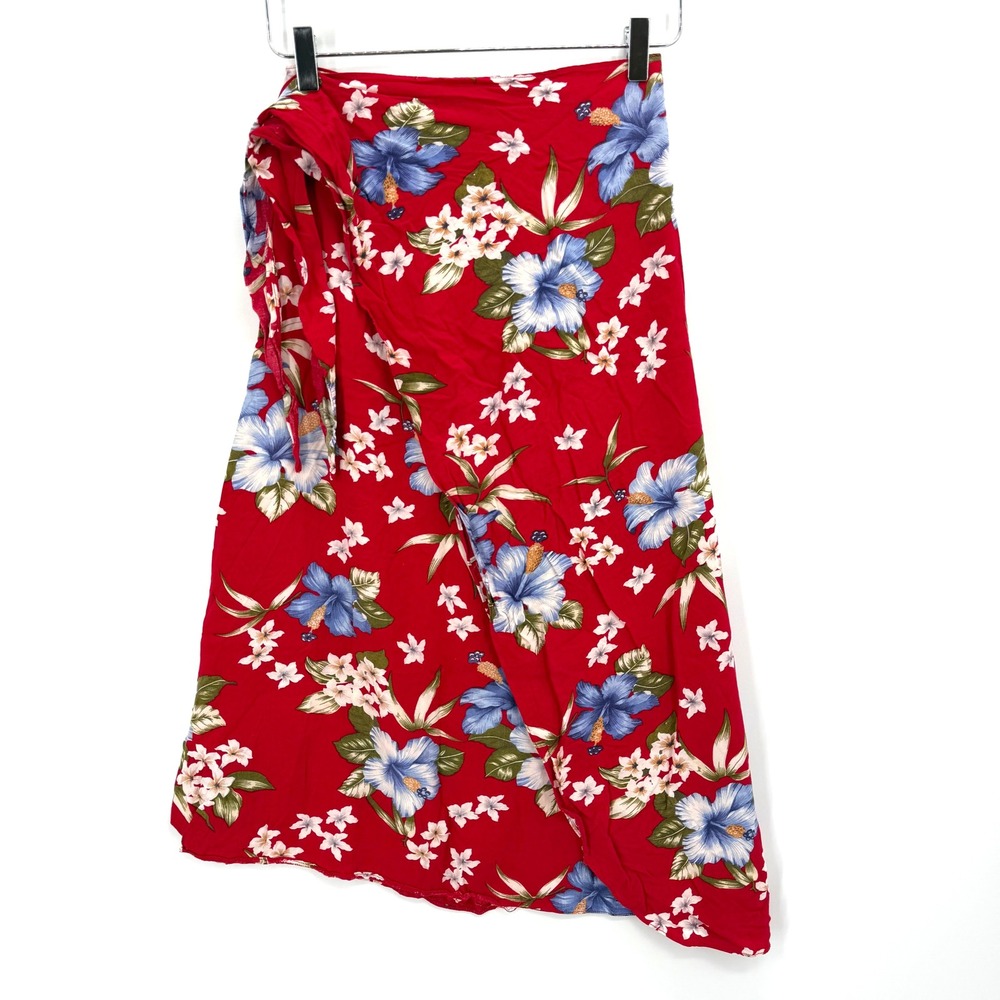 Hilo Hattie Red Floral Midi Skirt